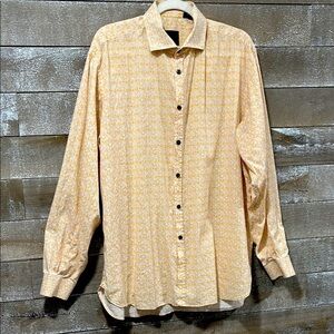 CHARLES G BAILEY yellow floral button down shirt size Large
